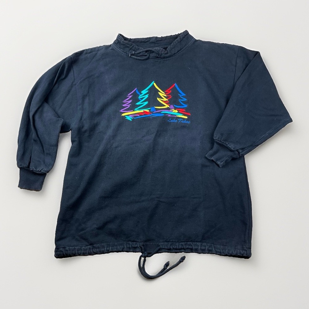 Wek The World Sweatshirt Mens L/XL Black Lake Tahoe Embroidered Drawstring